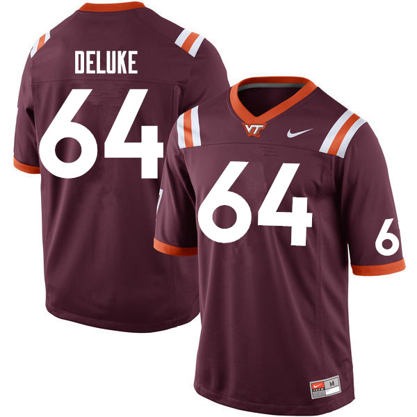 Men #64 Sam DeLuke Virginia Tech Hokies College Football Jerseys Sale-Maroon